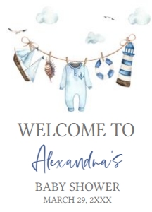 1067 Clothesline Ahoy Baby Shower Welcome Sign A1 A: 1067 Clothesline Ahoy Baby Shower Welcome Sign