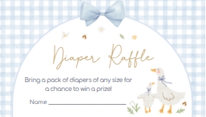 1071 Blue Gingham Silly Goose Baby Shower Diaper Raffle A: 1071 Blue Gingham Silly Goose Baby Shower Invitation Set