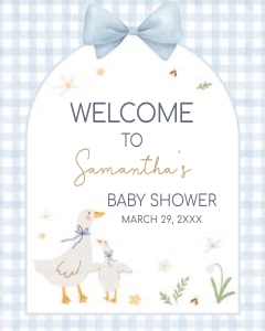 1071 Blue Gingham Silly Goose Baby Shower Welcome Sign design preview