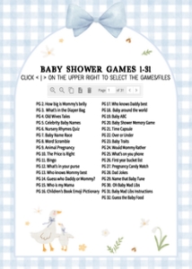 1071 Blue Gingham Silly Goose Baby Shower Games design preview