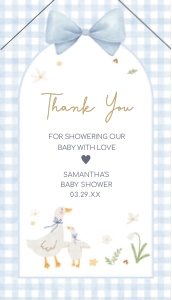 1071 Blue Gingham Silly Goose Baby Shower Favor Tag design preview