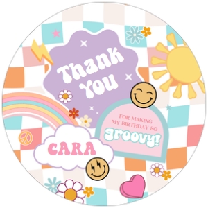 76BD Girl Young Wild and Three Birthday Round Favor Tag A: 76BD Girl Young Wild and Three Birthday Party Round Favor Tag