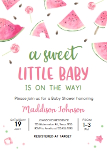 1073 Watermelon Baby Shower Invitation design preview