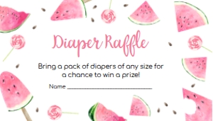 1073 Watermelon Baby Shower Diaper Raffle A: 1073 Watermelon Baby Shower Invitation Set