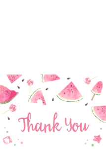 1073 Watermelon Baby Shower Thank You Card A: 1073 Watermelon Baby Shower Invitation Set