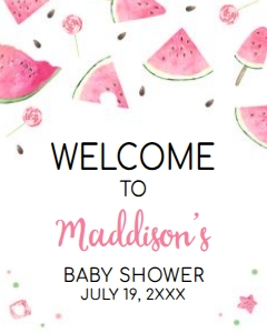 1073 Watermelon Baby Shower Welcome Sign 16x20 A: 1073 Watermelon Baby Shower Welcome Sign