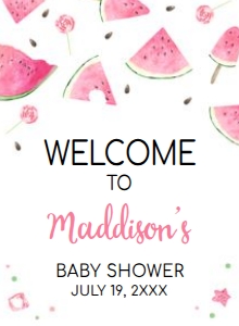 1073 Watermelon Baby Shower Welcome Sign 11x15 A: 1073 Watermelon Baby Shower Welcome Sign