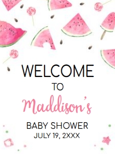 1073 Watermelon Baby Shower Welcome Sign 18x24 A: 1073 Watermelon Baby Shower Welcome Sign