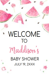 1073 Watermelon Baby Shower Welcome Sign 24x36 A: 1073 Watermelon Baby Shower Welcome Sign