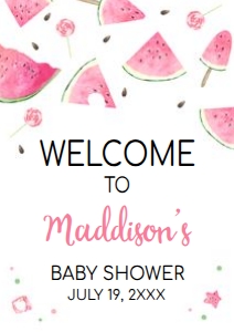 1073 Watermelon Baby Shower Welcome Sign A1 A: 1073 Watermelon Baby Shower Welcome Sign