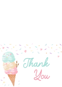 1074 Sprinkled with Love Ice Cream Baby Shower Thank you Card A: 1074 Sprinkled with Love Ice Cream Baby Shower Invitation Set
