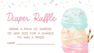 1074 Sprinkled with Love Ice Cream Baby Shower Diaper Raffle A: 1074 Sprinkled with Love Ice Cream Baby Shower Invitation Set