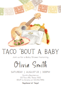 1075 Gender Neutral Taco Bout Baby Baby Shower Invitation A: 1075 Gender Neutral Taco Bout Baby Baby Shower Invitation Set