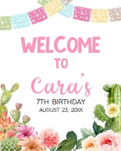 74BD Fiesta Birthday Welcome Sign 16x20 A: 74BD Fiesta Birthday Welcome Sign