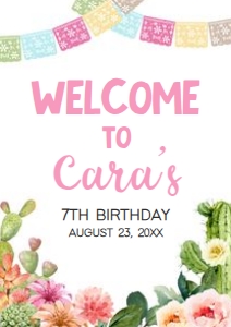 74BD Fiesta Birthday Welcome Sign A2 A: 74BD Fiesta Birthday Welcome Sign