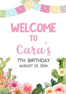 74BD Fiesta Birthday Welcome Sign A4 A: 74BD Fiesta Birthday Welcome Sign