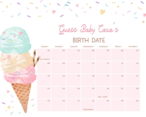 1074 Sprinkled with Love Ice Cream Baby Shower Calendar 10x8 A: 1074 Sprinkled with Love Ice Cream Baby Shower Mega Bundle