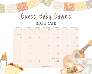 1075 Gender Neutral Taco Bout Baby Baby Shower Calendar 20x16 A: 1075 Gender Neutral Taco Bout Baby Baby Shower Calendar