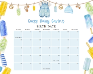 1076 Ready to Pop Baby Shower Calendar 10x8 A: 1076 Ready to Pop Baby Shower Calendar