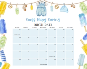 1076 Ready to Pop Baby Shower Calendar 20x16 A: 1076 Ready to Pop Baby Shower Calendar