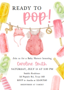 1078 Girl Ready to Pop Baby Shower Invitation A: 1078 Girl Ready to Pop Baby Shower Invitation