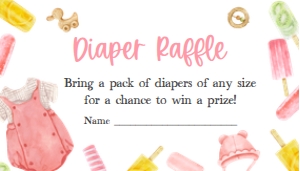 1078 Girl Ready to Pop Baby Shower Diaper Raffle A: 1078 Girl Ready to Pop Baby Shower Invitation Set