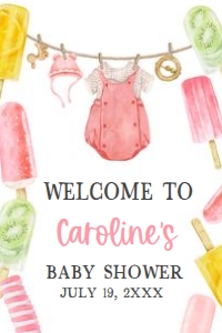 1078 Girl Ready to Pop Baby Shower Welcome Sign 24x36 A: 1078 Girl Ready to Pop Baby Shower Welcome Sign