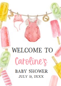1078 Girl Ready to Pop Baby Shower Welcome Sign A1 A: 1078 Girl Ready to Pop Baby Shower Welcome Sign