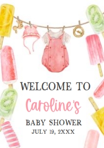 1078 Girl Ready to Pop Baby Shower Welcome Sign A2 A: 1078 Girl Ready to Pop Baby Shower Welcome Sign