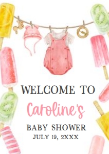 1078 Girl Ready to Pop Baby Shower Welcome Sign A3 A: 1078 Girl Ready to Pop Baby Shower Welcome Sign