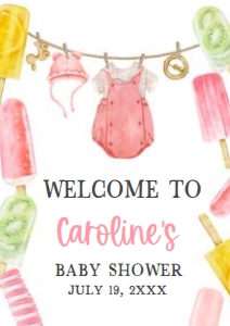 1078 Girl Ready to Pop Baby Shower Welcome Sign A4 A: 1078 Girl Ready to Pop Baby Shower Welcome Sign