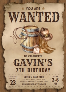 79BD Country Western Birthday Invitation A: 79BD Country Western Birthday Invitation