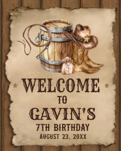 79BD Country Western Birthday Welcome Sign design preview