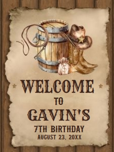79BD Country Western Birthday Welcome Sign 18x24 A: 79BD Country Western Birthday Welcome Sign