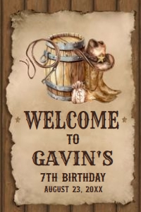 79BD Country Western Birthday Welcome Sign 20x30 A: 79BD Country Western Birthday Welcome Sign
