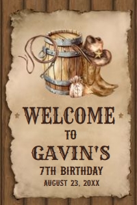 79BD Country Western Birthday Welcome Sign 24x36 A: 79BD Country Western Birthday Welcome Sign