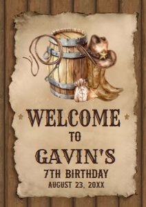 79BD Country Western Birthday Welcome Sign A1 A: 79BD Country Western Birthday Welcome Sign