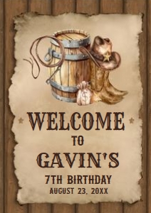 79BD Country Western Birthday Welcome Sign A2 A: 79BD Country Western Birthday Welcome Sign
