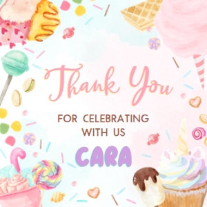 83BD Four Ever Sweet Birthday Square Favor Tag A: 83BD Four Ever Sweet Birthday Round Favor Tag
