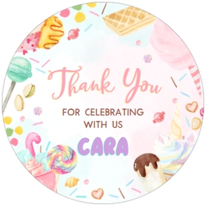 83BD Four Ever Sweet Birthday Round Favor Tag A: 83BD Four Ever Sweet Birthday Round Favor Tag