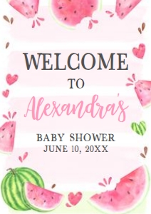 266 Pink Watermelon Baby Shower Welcome Sign A3: 266 Pink Watermelon Baby Shower Mega Bundle