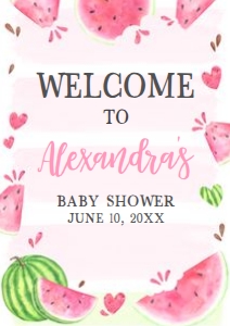 266 Pink Watermelon Baby Shower Welcome Sign A1: 266 Pink Watermelon Baby Shower Mega Bundle