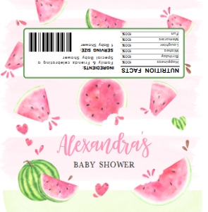266 Pink Watermelon Baby Shower Candy Wrapper: 266 Pink Watermelon Baby Shower Mega Bundle