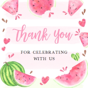 266 Pink Watermelon Baby Shower Square Favor Tag: 266 Pink Watermelon Baby Shower Mega Bundle
