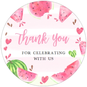 266 Pink Watermelon Baby Shower Round Favor Tag: 266 Pink Watermelon Baby Shower Mega Bundle