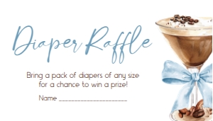 1097 Blue Bow Espresso Martini Baby Shower Diaper Raffle A: 1097 Blue Bow Espresso Martini Baby Shower Invitation Set