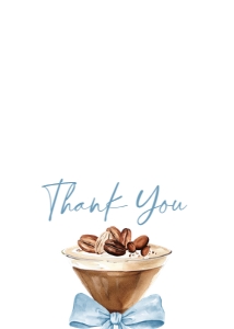 1097 Blue Bow Espresso Martini Baby Shower Thank you Card A: 1097 Blue Bow Espresso Martini Baby Shower Invitation Set