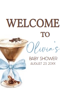 1097 Blue Bow Espresso Martini Baby Shower Welcome Sign 20x30 A: 1097 Blue Bow Espresso Martini Baby Shower Welcome Sign