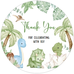 661 Dinosaur Baby Shower Round Favor Tag: 661 Dinosaur Baby Shower Mega Bundle