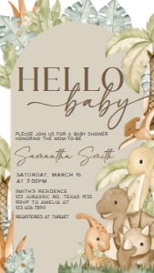 666 Neutral Hello Baby Dinosaur Baby Shower Invitation Mobile: 666 Neutral Hello Baby Dinosaur Baby Shower Mega Bundle